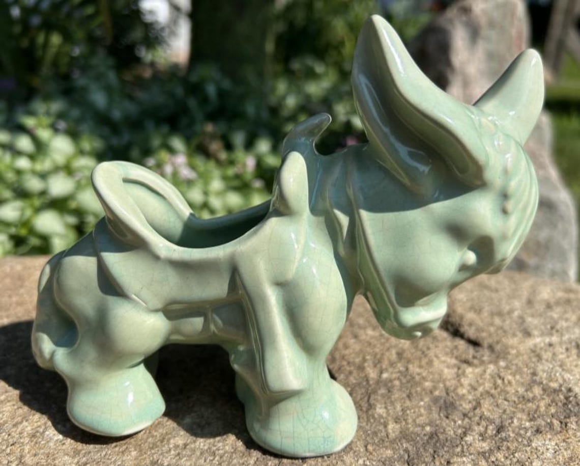 Vintage Donkey With Saddle Succulent Planter Mid Century Etsy