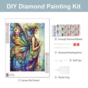 Rainbow Butterfly Fairy Diamond Painting Kit, DIY 5D Artwork for Adults, Mystical Winged Lady with Vivid Colors, Craft Home Decor