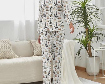 Paris Pajama Set: Eiffel Tower Print, Soft Sleepwear Gift