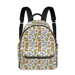 French Mastiff Puppy Backpack – Matcha Latte Fall Aesthetic Bag, Autumn Coffee Dog Print Backpack for Halloween & Everyday Use