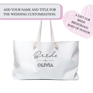 Braut Brautjungfer Weekender Tasche, Brautparty Geschenk, Hochzeitsgeschenk, personalisierte Tasche, Junggesellinnenabschied wesentlich, Wochenende GetawayBag