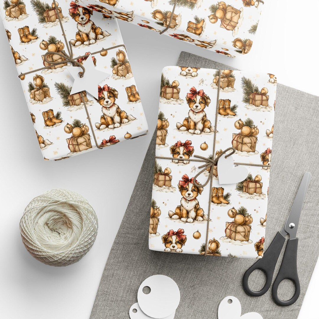 Aussie Dog Wrapping Paper: Christmas Australian Shepherd Gift Wrap - Etsy