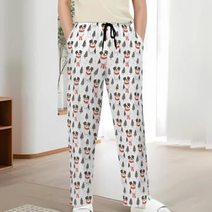 Boston Terrier Christmas Pattern All-Over Print Men&#39;s Long Pajama Pants, Gift for Boyfriend, Boston Terrier Pajama, Boston Terrier lovergift