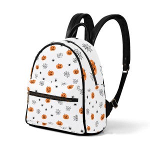 Halloween Pumpkin Backpack – Cute Jack O’Lanterns, Spiderwebs & Spooky Fall Vibes Bag for Autumn Aesthetic Lovers, Gift for Her, Fall Vibes