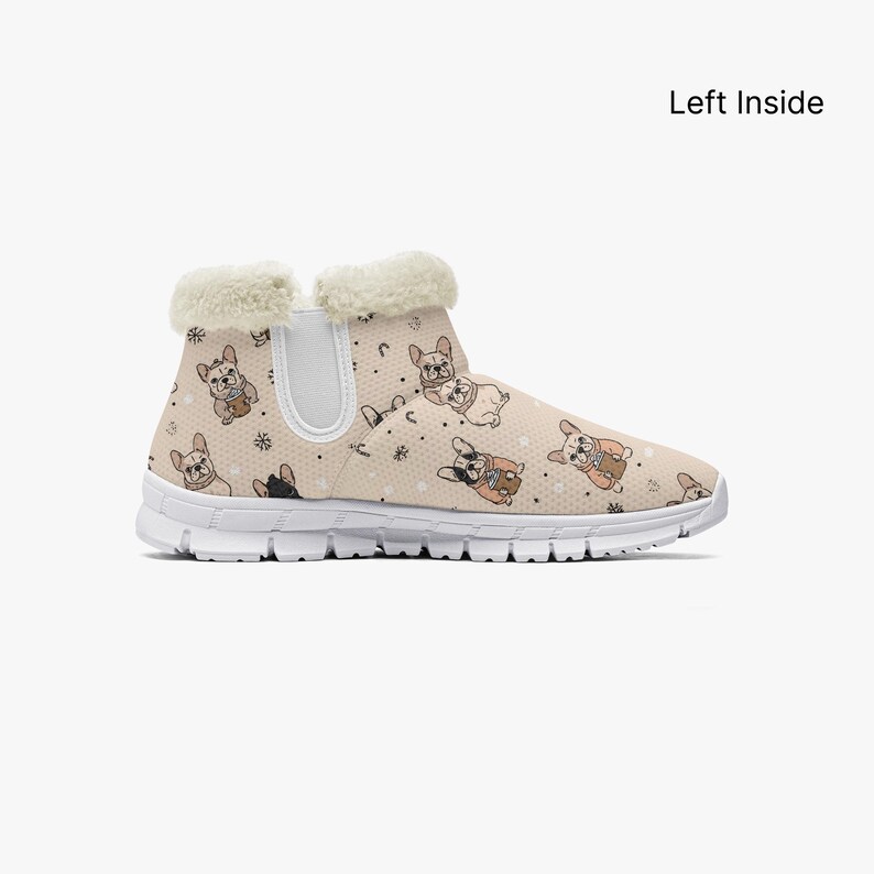 Christmas French Bulldog Snow Boots 2027 - Cute Frenchie Print Cozy Fleece-Lined Winter Boots, Frenchie Mom Holiday Gift image 8