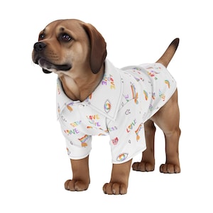 LGBTQ+ Pride Design with Rainbows and Love Messages All-Over Print Hawaiian Pet Shirt, Stylish and Inclusive Dog Outfit, LGBTQ pet shirt