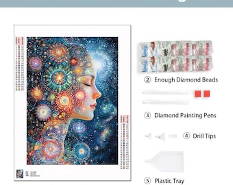 Cosmic Mind Diamond Painting Kit, DIY 5:7 Ratio Wall Art with Vibrant Galaxy and Stars, Unique Space-Inspired Decor, No Frame