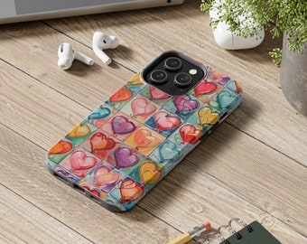 Colorful Array of Heart-Shaped Balloons Tough Phone Case, Phone Cover, fit for iPhone 15 - 7