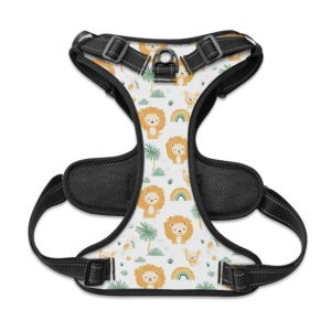 Lion Adjustable Dog Harness, Cute Safari Animal Pattern No-Pull Harness for Small, Medium, and Large Dogs