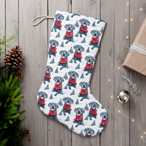 Calza di Babbo Natale, motivo acquerello di Alano, decorazioni