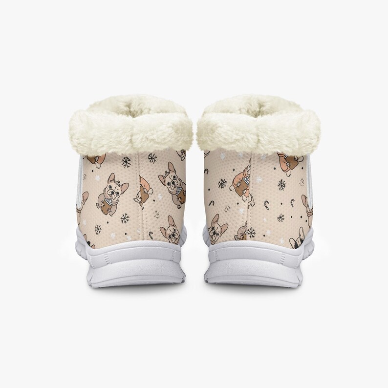 Christmas French Bulldog Snow Boots 2027 - Cute Frenchie Print Cozy Fleece-Lined Winter Boots, Frenchie Mom Holiday Gift image 5