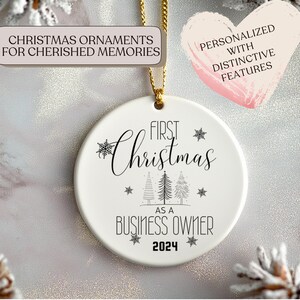 Ceramic Ornament | First Christmas as a Business Owner 2024 | Entrepreneur Holiday Keepsake, Festive Housewarming Gift, Tree Ornament,
