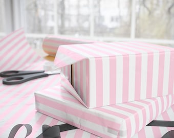 Wrapping Paper Sheets, pink and white stripe design, Gift Wrap for Birthday, Christmas, Holidays, Crafting, 1pc, Alternative Unique Gift