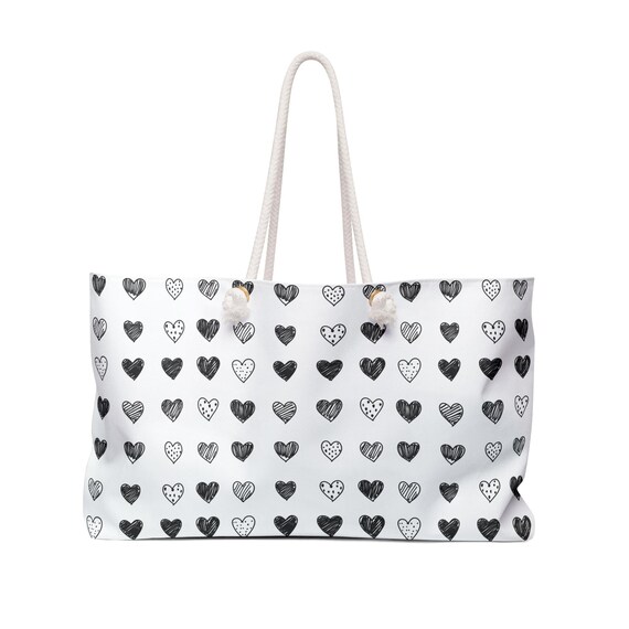 Black and White Heart Pattern Bag Accessory s-l400.jpg main image 3