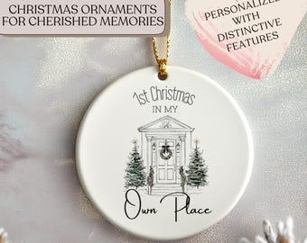 1st Christmas in My Own Place Ceramic Ornament - Cozy Front Door Design for New Homeowners, Perfect Holiday Keepsake, 2024