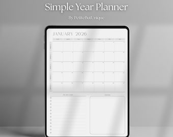 Simple Year Planner 2026 Mental Health Goodnotes Digital Download Pdf Minimal Neutral Easy Planning