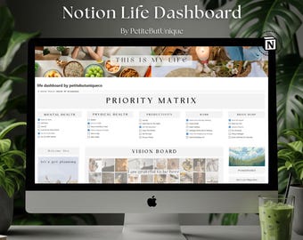 2025-2026 Notion Life Dashboard Digital Planner Organizer Journal Template Second Brain Easy Adhd Planning