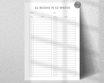 52 Books in 52 Weeks Reading Tracker Editable Canva Template Reading Challenge Journal Printable Book Log A4 A5 US Letter Half Letter Sizes