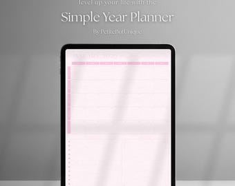 Pink Simple Year Planner 2026 Mental Health Goodnotes Digital Download Pdf Minimal Coquette Girly Cute Easy Planning
