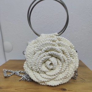 Rose flower purse,Ruffled chic bag,Crochet rose shaped Bag, Ruffled Chic Bag, Flower Rose Bag, Evening Bag bag,Crochet Peony Flower Bag zdjęcie 1