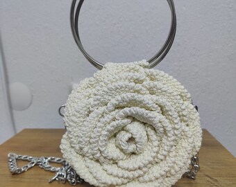 Rose flower purse,Ruffled chic bag,Crochet rose shaped Bag, Ruffled Chic Bag, Flower Rose Bag, Evening Bag bag,Crochet Peony Flower Bag