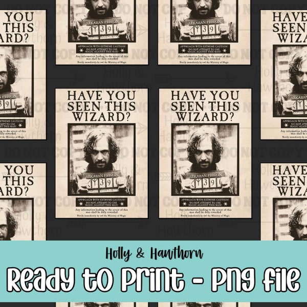 Have You Seen This Wizard Wanted Poster, HP Inspired PNG file, Sublimation, Tumbler Wrap, Digital Paper, Seamless File, Fabric Pattern