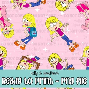 Lizzie TV Show, Cartoon, Movie, PNG, Sublimation, Tumbler Wrap, Digital Paper, Seamless File, Fabric Pattern