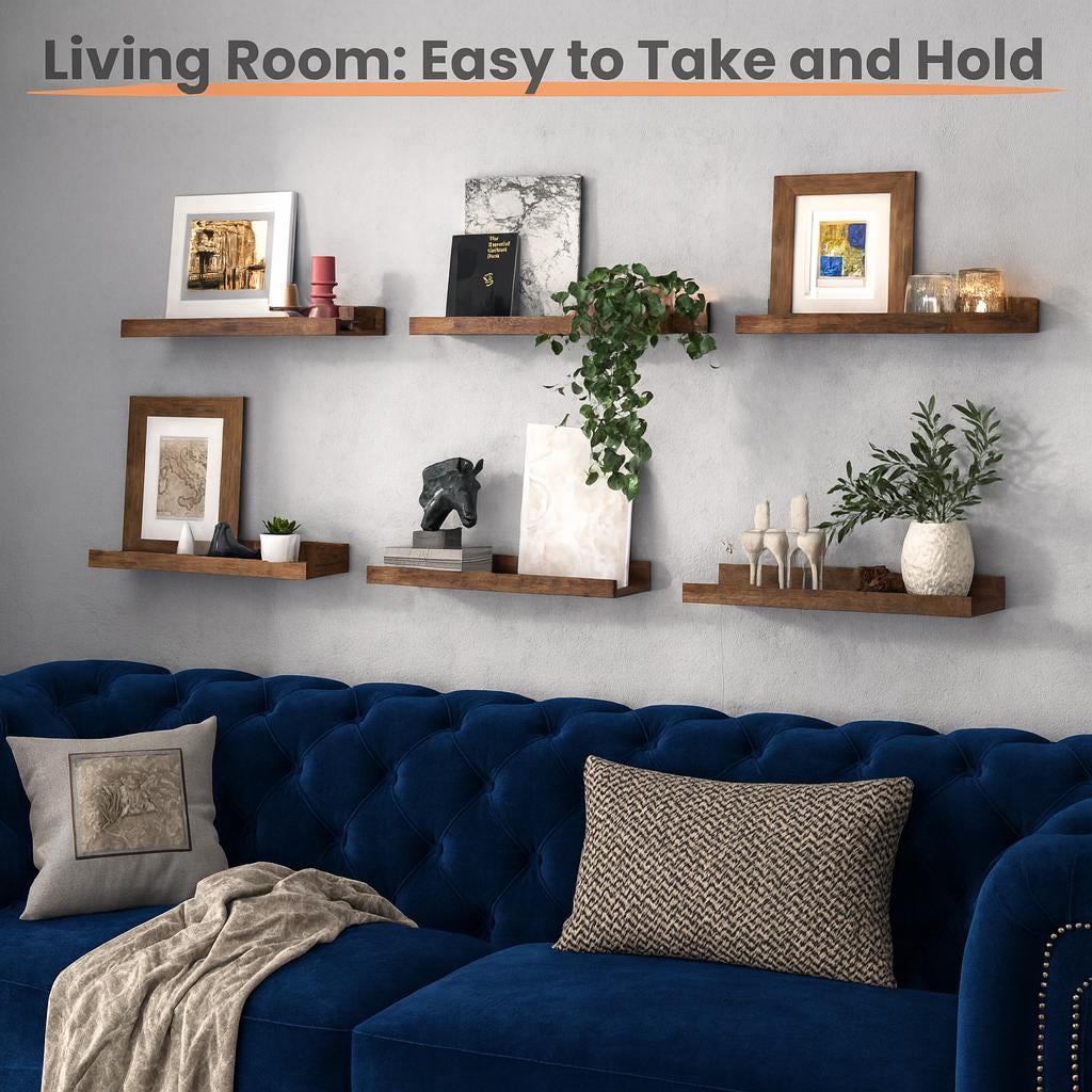 Rustic Wood Floating Shelves - Wall Mounted Decor, Set of 6 - Etsy
