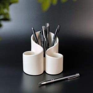 Portapenne e pennelli bianco, moderno organizer da scrivania, regalo per insegnanti