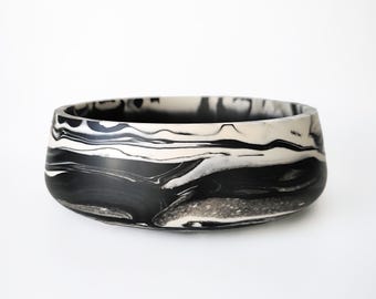 Handmade Black & White Marble Bowl: Coffee Table Tray, Key Organizer