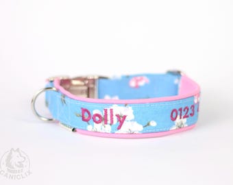 Personalized Dog Collar - Custom Dog Collar for Medium Dog or Large Dog - Dog Collar Embroidery with Name Telephone Number - Custom Text