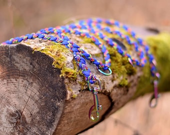 Braided Dog Lead - Custom Dog Leash for Small Dog or Medium Dog - 190 cm/6.2 feet - Long Dog Lead Handmade - Multicolor Leashes Dog Gift