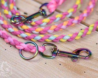 Braided Dog Lead - Custom Dog Leash for a Small Dog/Medium Dog - 1.9 m/6.2 feet - Long Dog Lead Handmade - Adjustable Leash Leashes Dog Gift