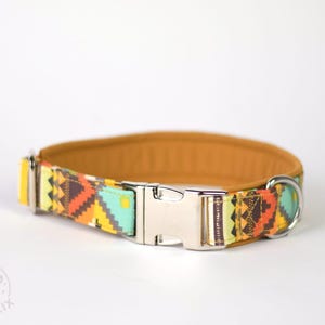Personalized Dog Collar with Name & Phone Number – Boho Ethno Colorful Collar for Dogs – Custom Embroidered with Text Name Telephone Number