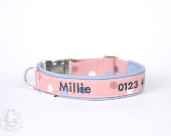 Personalized Dog Collar - Custom Dog Collar for Medium Dog or Large Dog - Dog Collar Embroidery with Name Telephone Number - Custom Collar