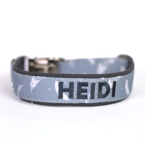 Dog Collar Personalized with Name & Phone Number – Embroidered Custom Collar in Light Blue – Strong Dog Collar in Custom Size for large dogs