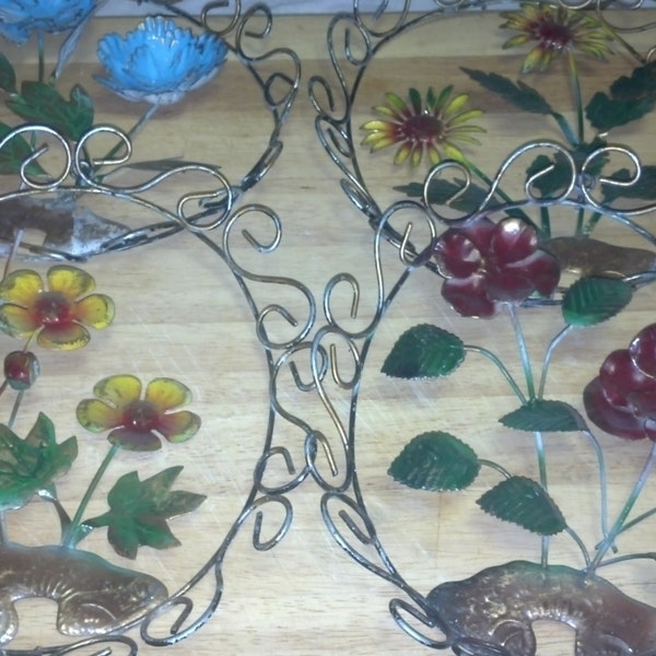 Set of 4 Vintage Floral Metal Wall Decorations**** RESERVED****