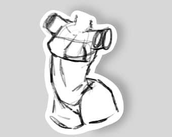 Anatomy Sketch Sticker: Artsy Body Pose Drawing