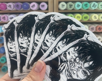 Anime horror manga sticker scary anime girl