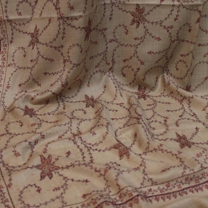 Skin Full Sized Kashmiri Hand embroidered Pure Pashmina shawl, Sozni Hand embroidery, Kashmiri shawl, Wedding Gift