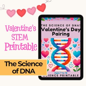 Pacchetto di attività scientifiche sul DNA per San Valentino, STEM stampabile, educazione scientifica per bambini, risorsa di apprendimento per la scuola domestica, codice genetico, proteine
