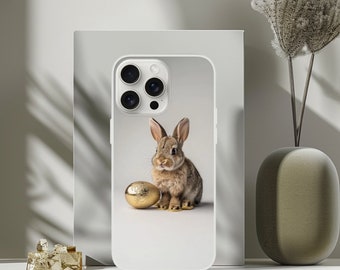 Bunny's Easter Egg Phone Case | Cute Bunny Rabbit Grey White Golden Easter Egg Spring Phone Case | Perfect Gift | iPhone | Samsung