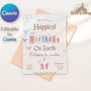 Magical Birthday Invitation Happiest Birthday On Earth Invitation, Mickey Birthday, Minnie Birthday, Digital, Printable