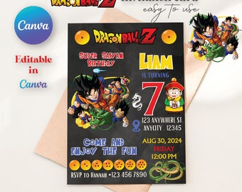 Dragon Ball Birthday Invitation Template Kids Party Template Goku Invitation Printable Editable in Canva Instant Download