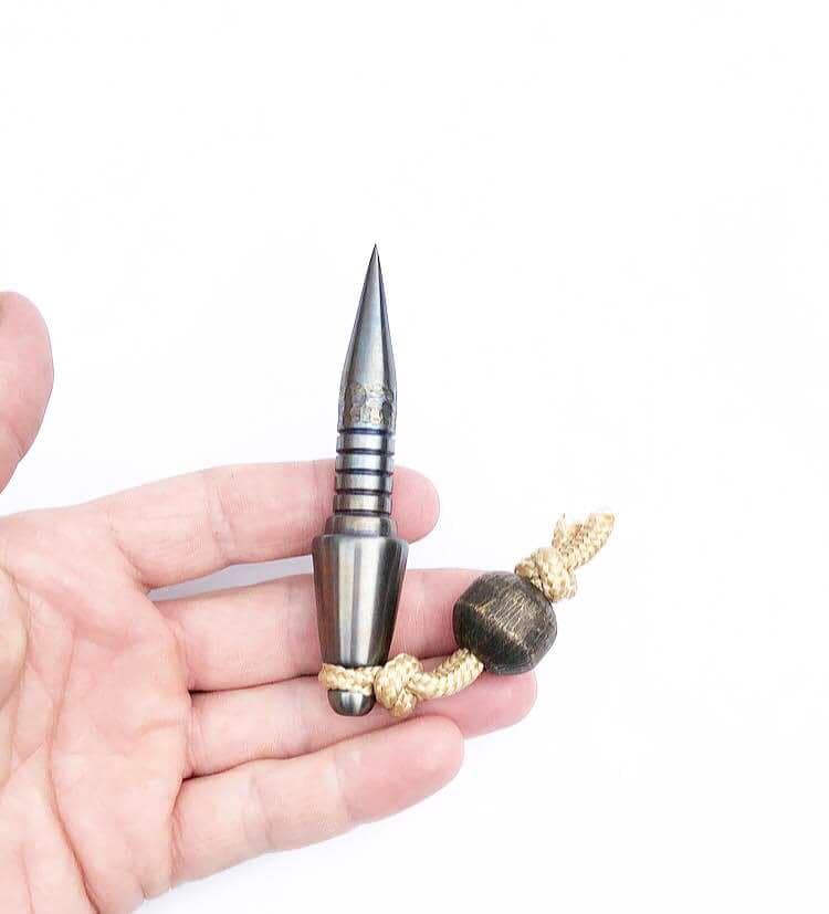 Stainless Steel Marlin Spike with Brass Beads: Paracord Ropework Tool