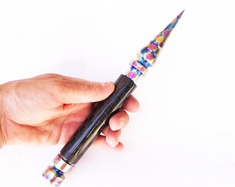 Titanium Carbon Fiber Marlin Spike: Hand-Anodized Paracord Tool
