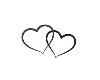 Double Hearts, valentine's day , Black & White Instant Downloads  2-SVG, 2-PNG, 2-EPS, 2-dxf, 2-jpg digital download