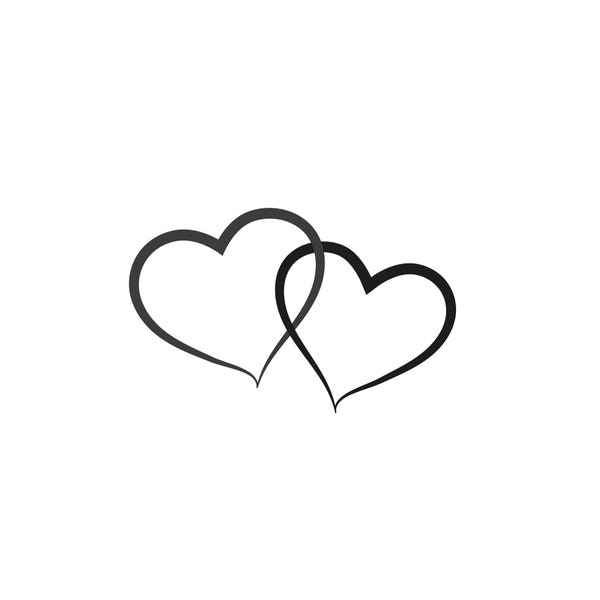 Double Hearts, valentine's day , Black & White Instant Downloads  2-SVG, 2-PNG, 2-EPS, 2-dxf, 2-jpg digital download