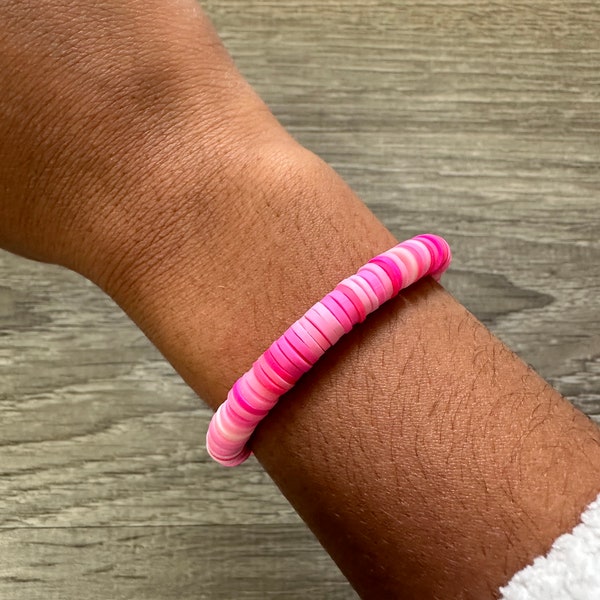 Flamingo pink bracelet clay bead bracelet!