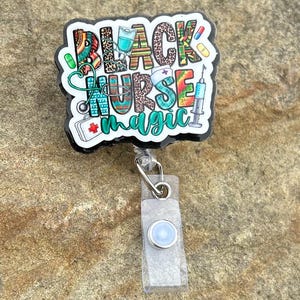 Black Nurse Magic - Retractable Badge Reel | nurse badge reel | RN | LPN | cute badge reel | melanin | brown skinned women | nurse gift
